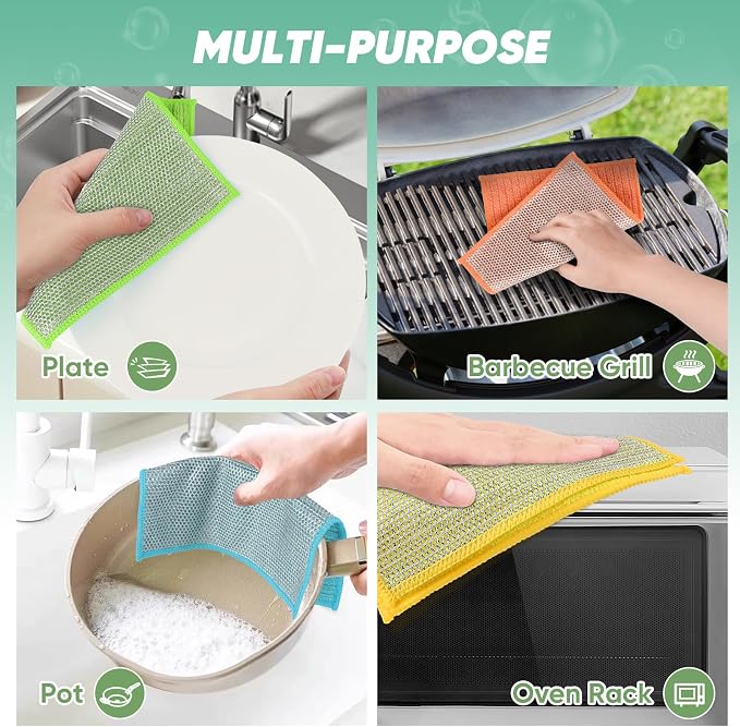 Orighty Multipurpose Wire Dishwashing Rag 12 Pcs, Upgraded Double-Layer - Image 7
