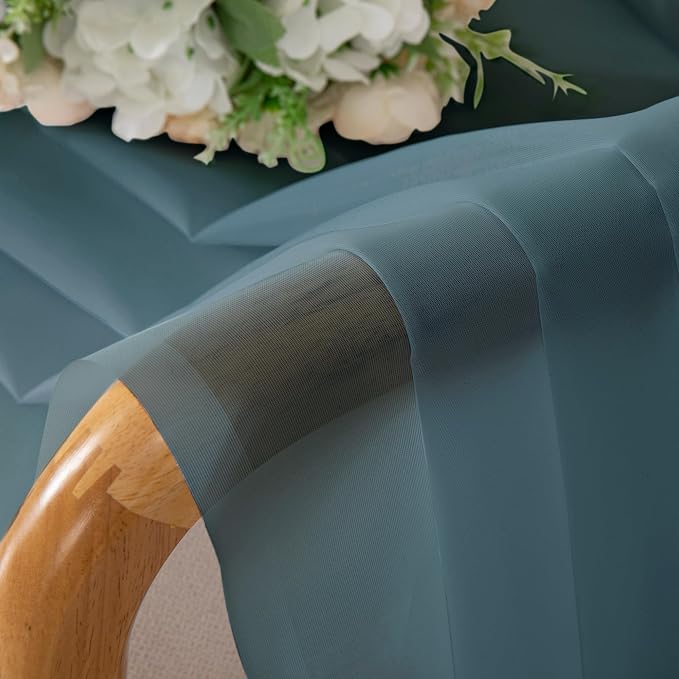 Chyhomenyc Stone Blue Sheer Curtains 84 Inch Length 2 Panels, Light Filtering - Image 8