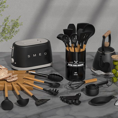 Umite Chef Kitchen Cooking Utensils Set, Wooden Handle Silicone Kitchen Gadgets - Image 2