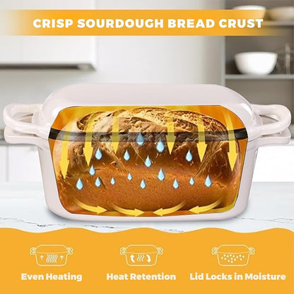 4.6 Quart Dutch Oven for Sourdough Bread Baking, Combo Oval Enameled Cast Iron - Image 4
