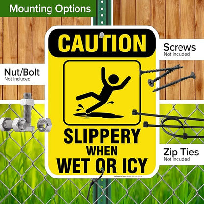 Caution Slippery When Wet Sign or ICY Sign, Fade Resistance, Indoor/Outdoor Use - Image 5
