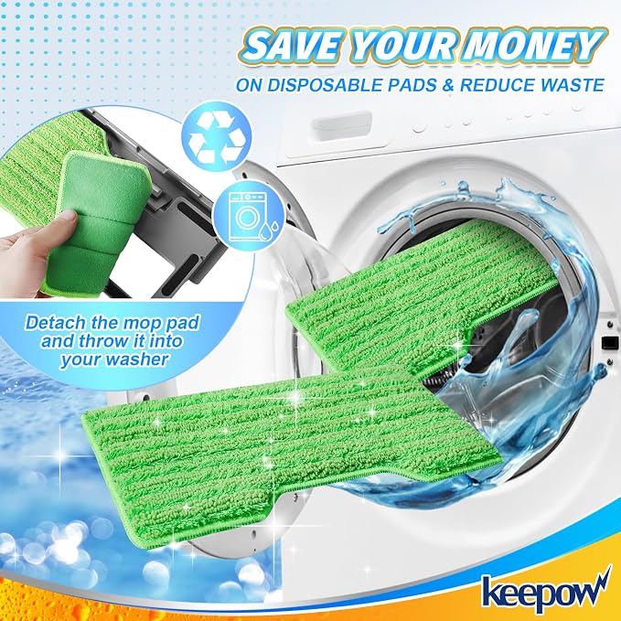 KEEPOW Reusable Mop Pads Refills, Mop Replacement Pads Compatible - Image 6