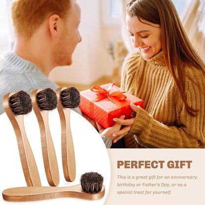 4 Pcs Horsehair Shine Shoes Brush Kit Polish Dauber Applicators Cleaning - Image 5