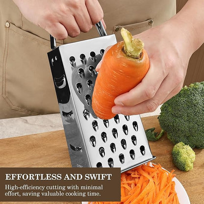 Stainless Steel Vegetable Grater, 4-Sided Portable Metal Grater, Cheese Grater - Image 6