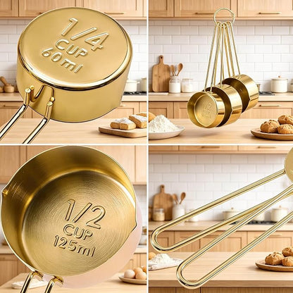 4pcs Stainless Steel Measuring Cups Set Kitchen Accessories Baking Tea Coffee - Image 5