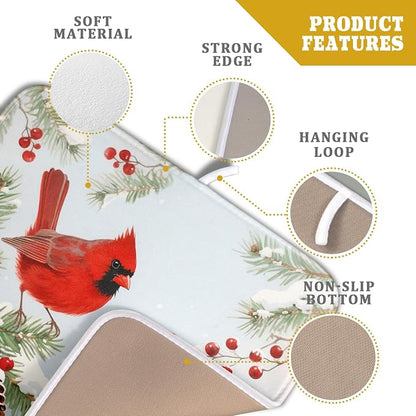 Winter Cardinal Bird Dish Drying Mat - Image 4