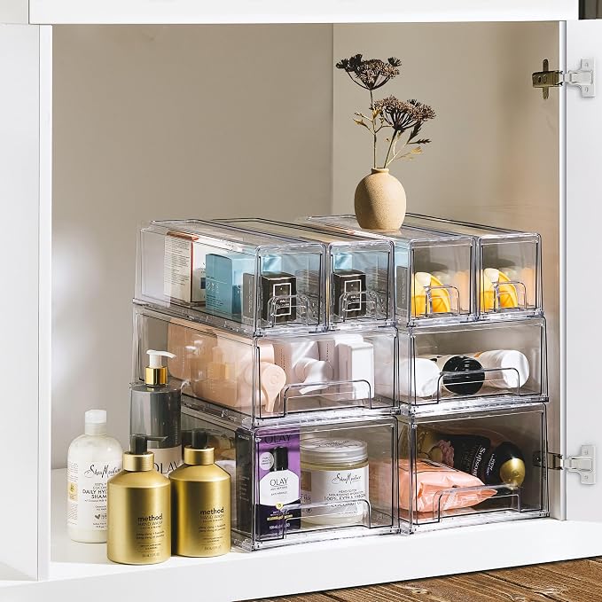 Sorbus Small Clear Storage Drawers – Acrylic Stackable Storage Bins - Image 6