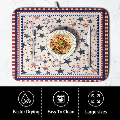 Happy 4th of July Patriotic Dish Drying Mat 18 x 24 Inch US Independence Day - Image 4
