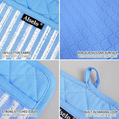 Alselo Silicone Pot Holders Set of 3 Heat Resistant & Non Slip Potholders - Image 3