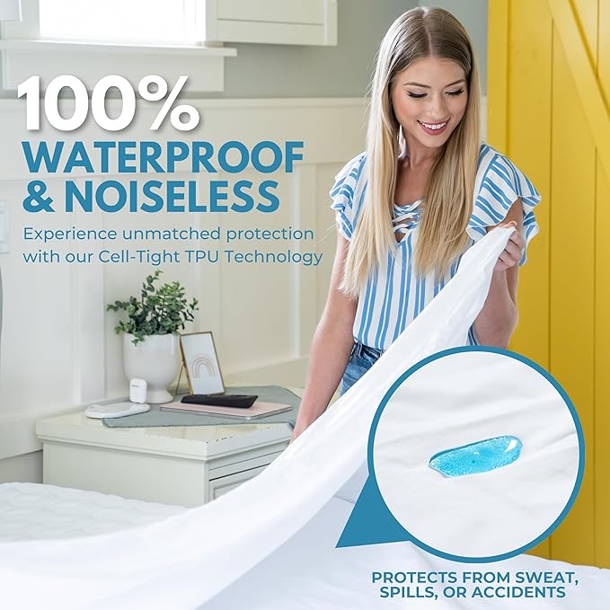 Twin Size 39x75” Premium Waterproof Zippered Mattress Encasement, 100% Cotton - Image 2
