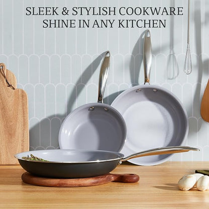 KITEXPERT Non Stick Frying Pans Set, Titanium Ceramic Pan Skillet Set Non Toxic - Image 7