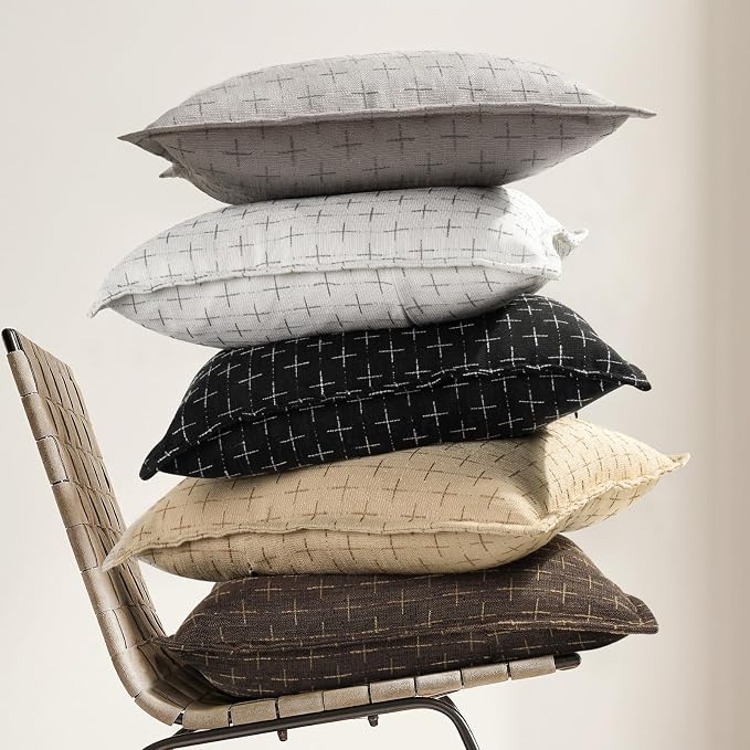 ZWJD Pillow Covers 22x22 Set of 2 Soft Polyester Textured Pillow Covers - Image 4