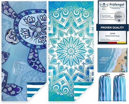 Beach Towels Oversized - 71"x 39" 250GSM Microfiber Beach Towels for Adults, Lightweight Quick Dry Absorbent Compact Sand Free Beach Towel for Swimming Pool, Camping, Yoga, Travel