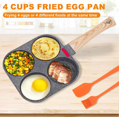 AHFLRITO 4-Cup Egg Pan Nonstick, Healthy Aluminum Omelette Pan, Breakfast - Image 2