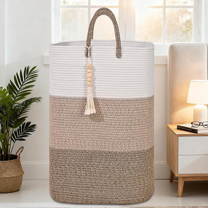 Woven Laundry Basket for Clothes, 65 L Large Rectangle Laundry Hampers - Image 5