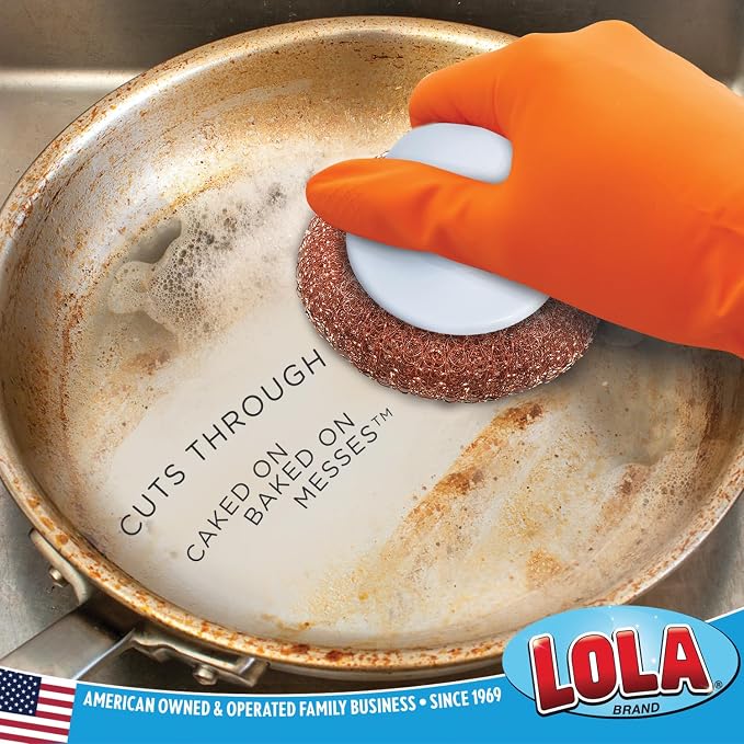 LOLA Copper Mesh Scouring Pad w/Comfort Knob, 144 Pack, Heavy Duty Cleaning Pads - Image 2