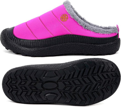 Womens Mens House Slippers Slip on Snow Winter Warm Fully Fur Lined Slippers - Image 4