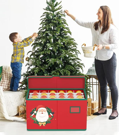 Christmas Ornament Storage Box Red Christmas Decoration Storage Containers 600D - Image 5
