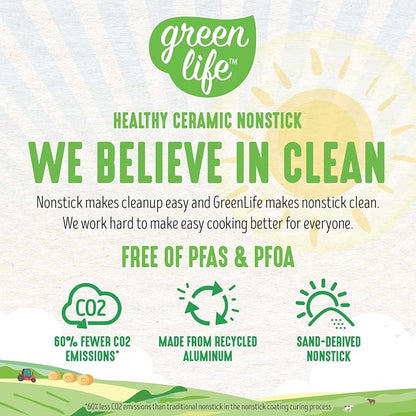 GreenLife Artisan Healthy Ceramic Nonstick, Stainless Steel Handle, Dishwasher - Image 3