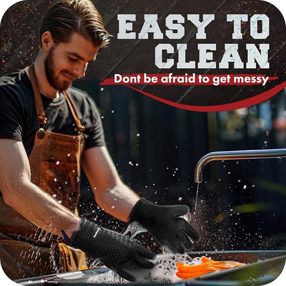 KITCHEN PERFECTION Silicone Smoker Oven Gloves -Extreme Heat Resistant BBQ - Image 6