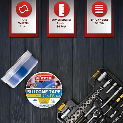 XFasten Self Fusing Silicone Tape Waterproof – 1" x 36 Feet Blue, Self - Image 2