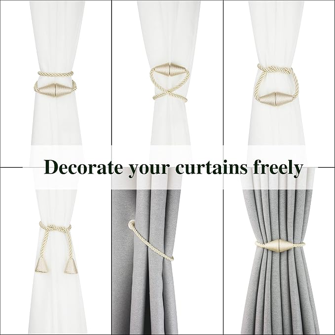 6 Pack Magnetic Curtain Tiebacks Rope Modern Handmade Curtain Tie Backs - Image 5