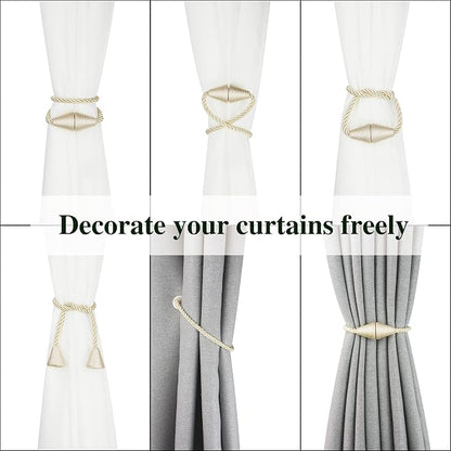 6 Pack Magnetic Curtain Tiebacks Rope Modern Handmade Curtain Tie Backs - Image 5
