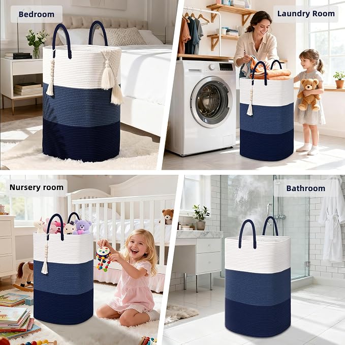 Woven Laundry Basket for Clothes, 100 L Large Rectangle Laundry Hampers - Image 6
