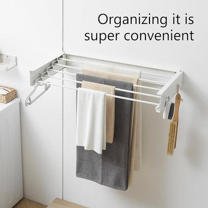 Clothes Drying Rack, Laundry Hanging Rack Collapsible, Wall Mounted Drying Rack - Image 4