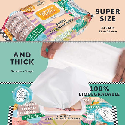 6 Packs Surface Cleaning Wipes Bleach Free, Thick & Large Dispose, All-Purpose - Image 3