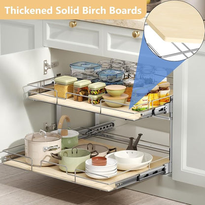 ROOMTEC 2 Tier Individual Pull Out Cabinet Organizer 31½"W x 21½"D, Slide Out - Image 2