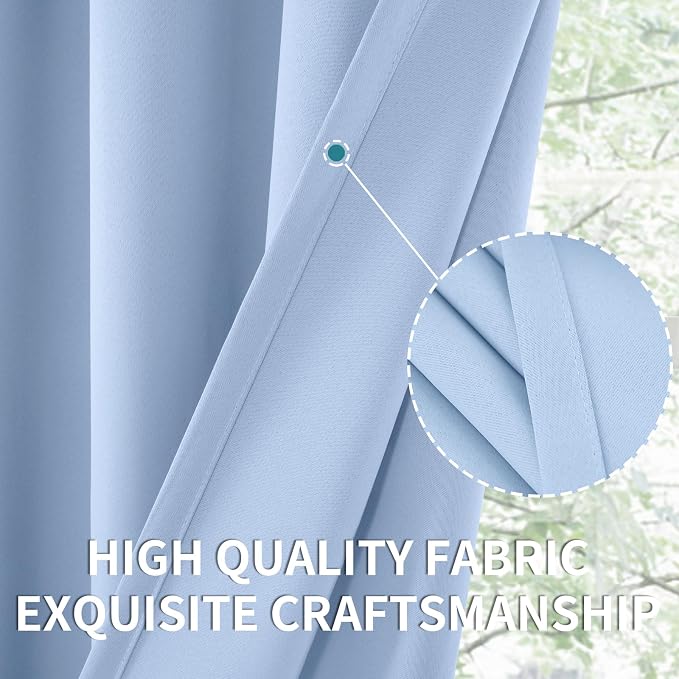 BGment Baby Blue Room Darkening Curtains - Image 4