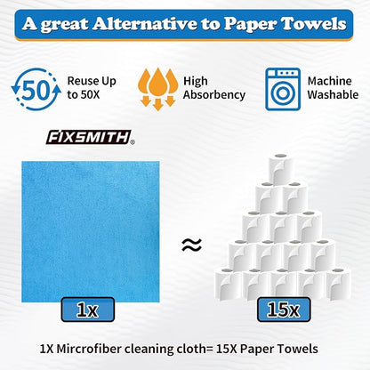 FIXSMITH Microfiber Cleaning Cloth, Shop Towels Bulk, Microfiber Towels - Image 4