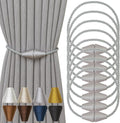 Magnetic Curtain Tiebacks 8 Pack Outdoor Rope Curtain Tie Backs Decorative Window Treatment Holdbacks for Home Decorative Curtain, Grey