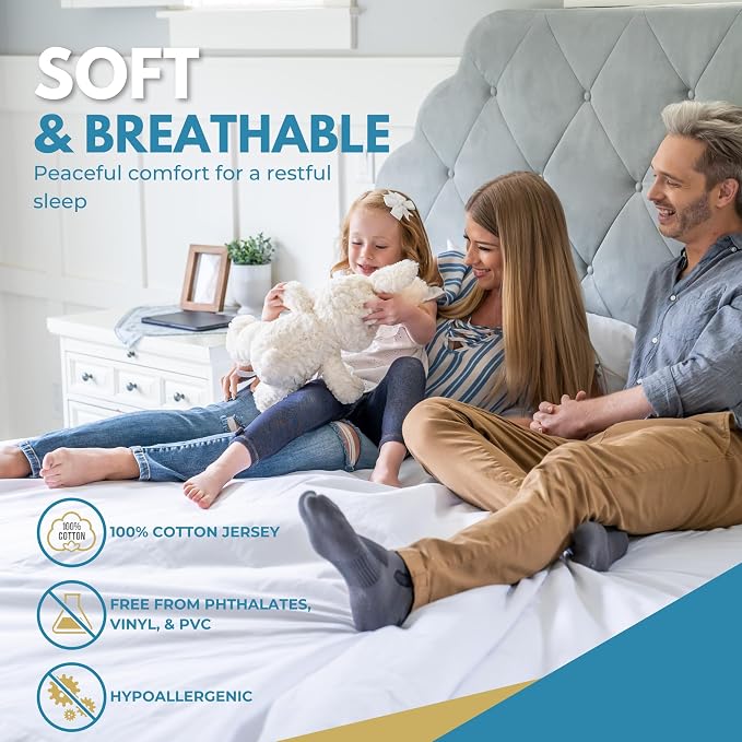 Queen Size 60x80” Premium Waterproof Zippered Mattress Encasement, 100% Cotton - Image 3