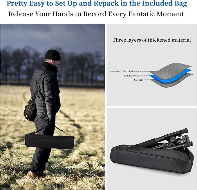 VICTIV 78" Tripod for Camera, Tall DSLR Tripod & Monopods, Professional Heavy Duty Tripod for Spotting Scopes, Binocular, Aluminum Camera Tripods Stand, Compatible with Canon Nikon Sony