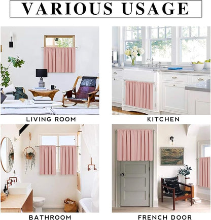 RYB HOME Peach Blush Rod Pocket Blackout Curtains - Image 6