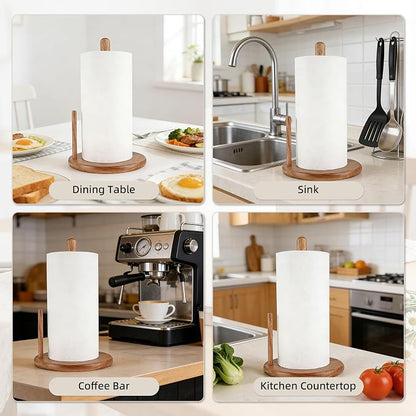 Jumbo Acacia Wood Paper Towel Holder – Large 8.27" Diameter Non-Slip Base - Image 6