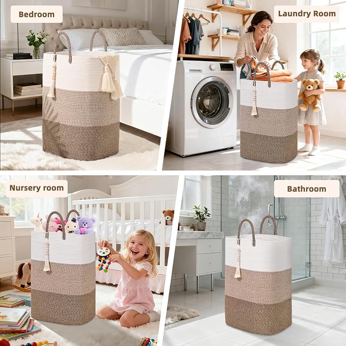 Woven Laundry Basket for Clothes, 100 L Large Rectangle Laundry Hampers - Image 6
