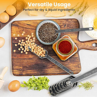 Stainless Steel Measuring Spoons Set of 8, Rectangular Metal Measuring Spoons - Image 9