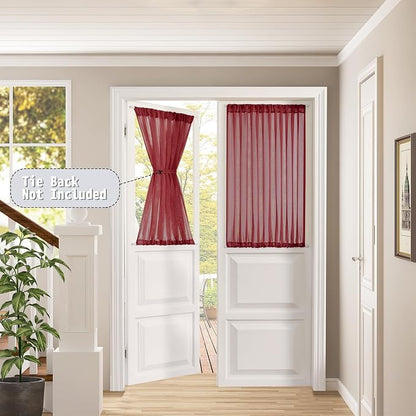Tollpiz Short Sheer Door Curtain Closet Linen Textured Curtain Sheers Doorway - Image 2