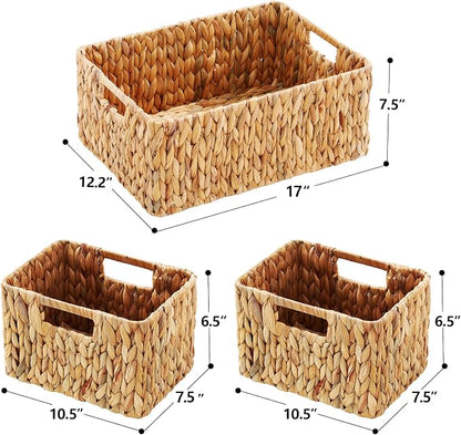 HOONEX Water Hyacinth Storage Baskets, Wicker Baskets - Image 3