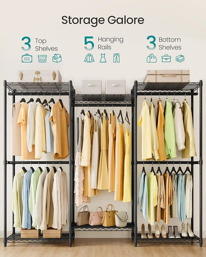 SONGMICS Heavy-Duty Clothes Rack, Garment Rack, Portable Closet, 68.7-Inch Wide - Image 3