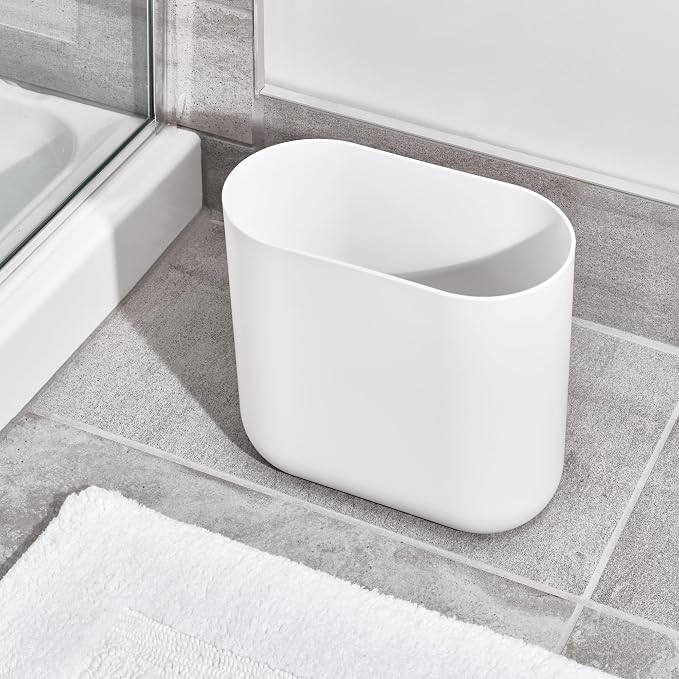 iDesign Slim Oval Plastic Waste Basket The Cade Collection, 10.56” x 5.5” x - Image 3