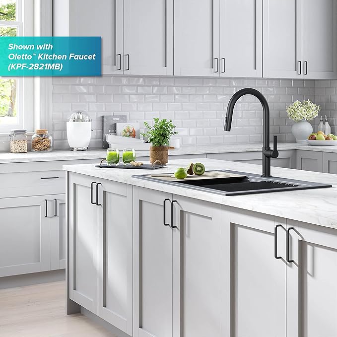 KRAUS Bellucci Workstation 33 in. Drop In Single Bowl Granite Kitchen Sink in Metallic Gray with Accessories, KGTW2-33MGR