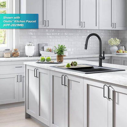 KRAUS Bellucci Workstation 33 in. Drop In Single Bowl Granite Kitchen Sink in Metallic Gray with Accessories, KGTW2-33MGR