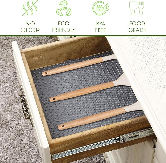 EVALAND 12" x 33 FT Non-Slip Shelf Liner, Non-Adhesive, Waterproof Pantry Liner - Image 2