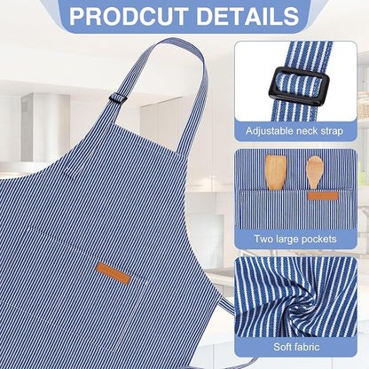 2 Pack Stripes Kids Apron, Kids Cooking Aprons - Image 3