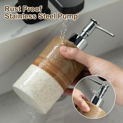 Ceramic Soap Dispenser Set for Hand Soap, Dish Soap, Conditioner, Includes - Image 4