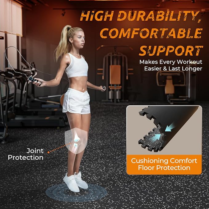 PRAISUN 0.6" Thicker Gym Mat, 6 Tiles 24 Sq Ft Workout Mats, Interlocking Foam - Image 7